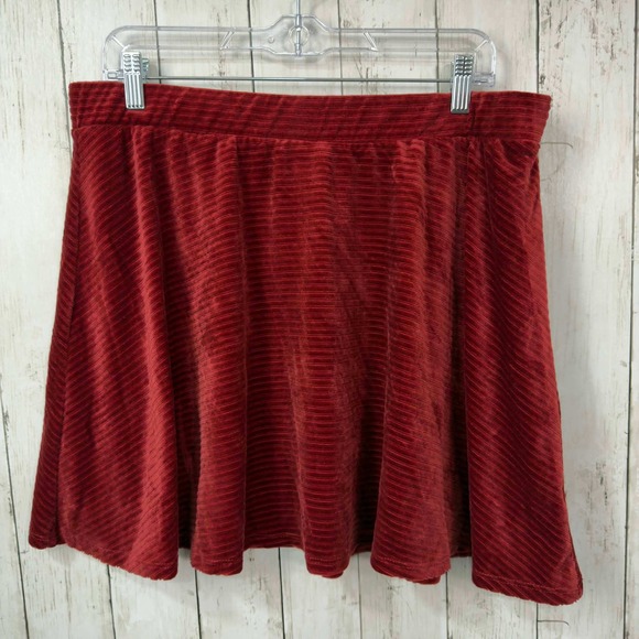 SO Dresses & Skirts - SO Women's Red Ribbed Corduroy Velvet Skater Skirt Size XXL